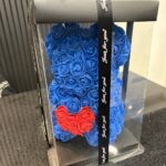 Rose Teddy – Blue & Red Heart (Gift Boxed)